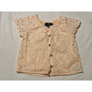 7 For All Mankind Girls 2T (2024) Pink Eyelet Shirt Top
